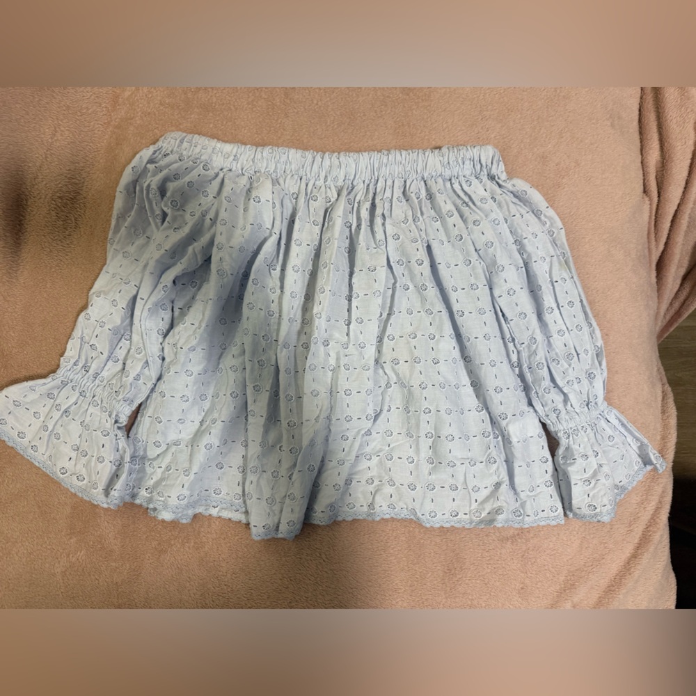 🟡🟡Lucky Brand Sky Blue Eyelet Off Shoulder Top